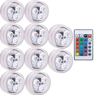 Lumină subacvatică cu 3 LED-uri 16 culori RGB IP68 Accesorii impermeabile pentru piscină Lumină Lumină submersibilă în aer liber pentru vază de iaz