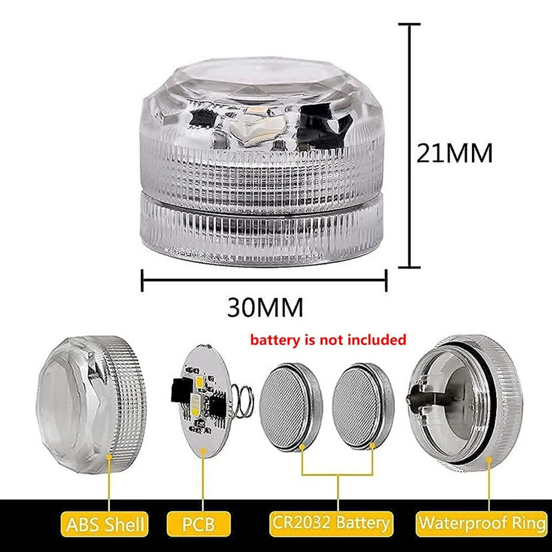 Vandeniui atsparūs povandeniniai LED žibintai, veikiantys su baterijomis, 13 spalvų povandeninis apšvietimas baseino tvenkinio vestuvių vakarėlio vazos dekoravimui