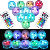 Lumini subacvatice cu LED alimentate cu baterie Lumină submersibilă RGB IP68, impermeabilă, la distanță, pentru piscină, lampă de noapte, decorare, petrecere de nuntă