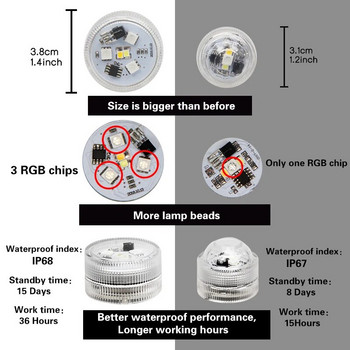 Υποβρύχια φώτα LED με τροφοδοσία μπαταρίας RGB Υποβρύχιο φως IP68 Αδιάβροχο απομακρυσμένο φωτιστικό πισίνας Νυχτερινό φωτιστικό Διακόσμηση γάμου