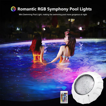 38W LED лампа за плувен басейн 12V подводна лампа IP68 Цветна RGB подводна атмосферна лампа Дистанционна стенна лампа