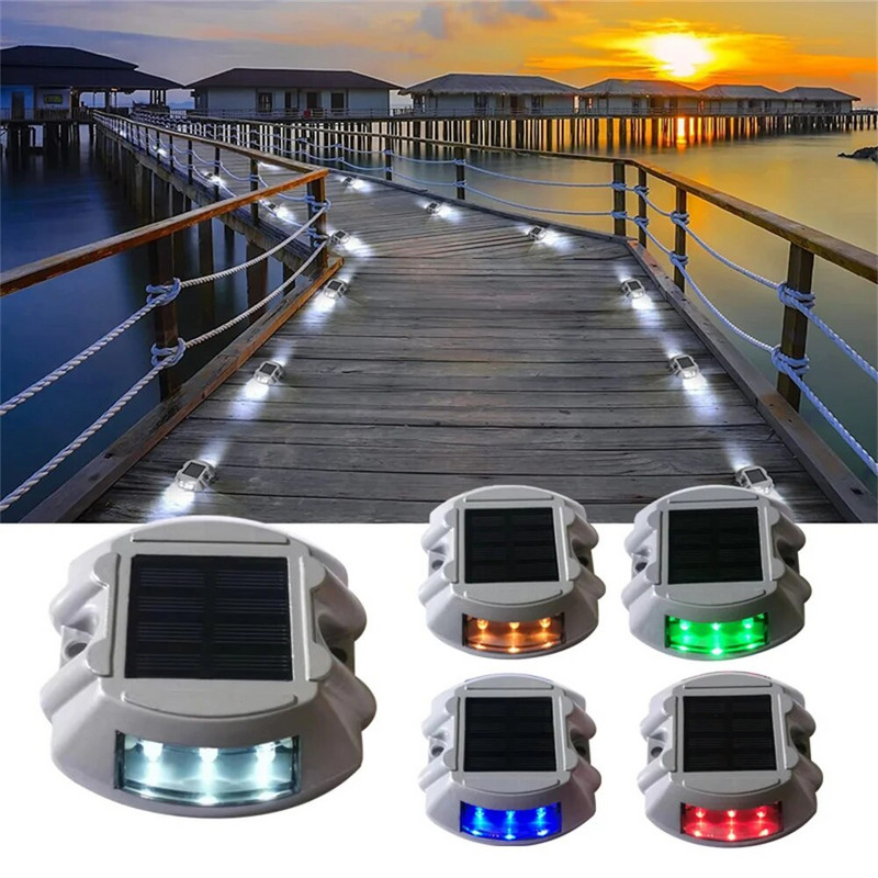 Φωτισμός εξωτερικού χώρου IP68 Αδιάβροχο ηλιακό 6LED Φωτιστικό δρόμου Αλουμίνιο Ανακλαστικό Φως Αυτοκινητόδρομου Προειδοποιητικό φως εδάφους