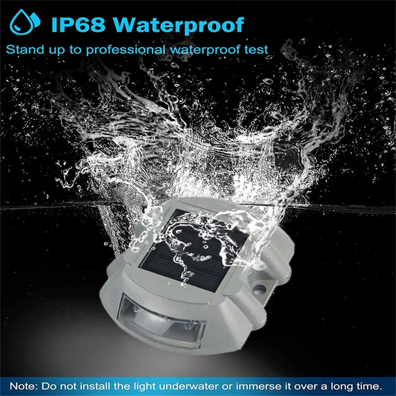 Φωτισμός εξωτερικού χώρου IP68 Αδιάβροχο ηλιακό 6LED Φωτιστικό δρόμου Αλουμίνιο Ανακλαστικό Φως Αυτοκινητόδρομου Προειδοποιητικό φως εδάφους