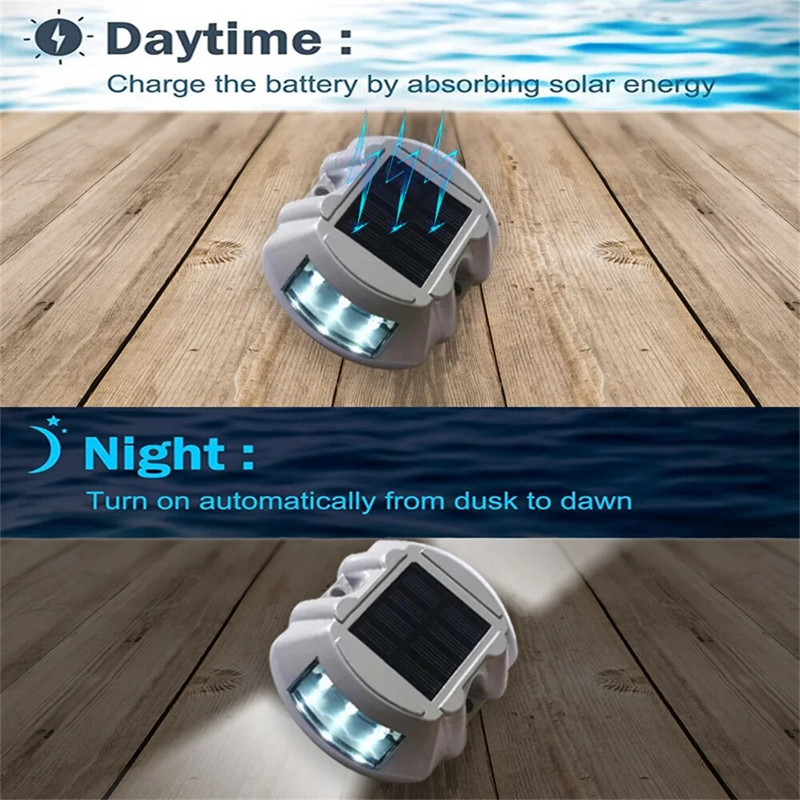 Φωτισμός εξωτερικού χώρου IP68 Αδιάβροχο ηλιακό 6LED Φωτιστικό δρόμου Αλουμίνιο Ανακλαστικό Φως Αυτοκινητόδρομου Προειδοποιητικό φως εδάφους