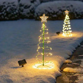 Lumină solară pentru brad de Crăciun Suport de grădină în aer liber cu LED de grădină șir de lampă de sol rezistentă la sater IP65 Lanternă cu stea Lumină decorativă