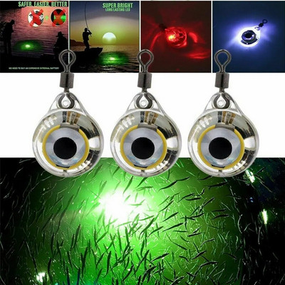 Lampă cu momeală Ｍini Pescuit Nalucă Capcană Lumină Deep Drop Subacvatică Forma ochi Pescuit Calamar Momeală Lumină LED luminoasă 5 culori Opțional