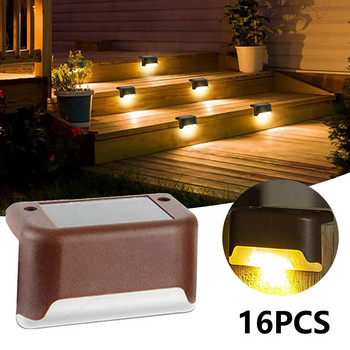 Solar Step Lights Εξωτερικό Ζεστό λευκό φως Αδιάβροχο ηλιακό φωτιστικό LED ηλιακό φωτιστικό τοίχου φράχτη Patio Pathway Solar Stairs Lighting