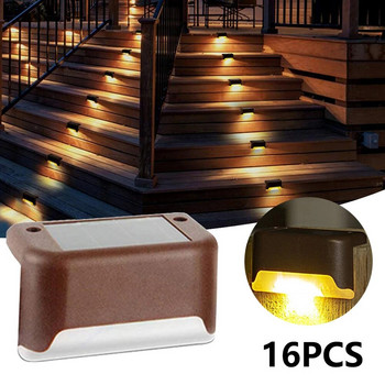 Solar Step Lights Εξωτερικό Ζεστό λευκό φως Αδιάβροχο ηλιακό φωτιστικό LED ηλιακό φωτιστικό τοίχου φράχτη Patio Pathway Solar Stairs Lighting