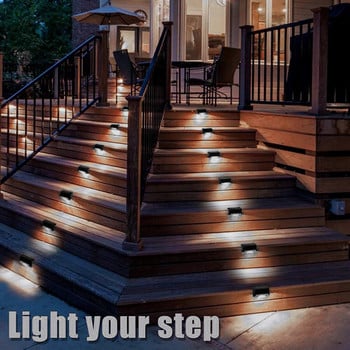 Solar Step Lights Εξωτερικό Ζεστό λευκό φως Αδιάβροχο ηλιακό φωτιστικό LED ηλιακό φωτιστικό τοίχου φράχτη Patio Pathway Solar Stairs Lighting