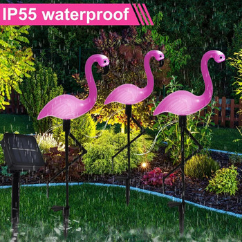 Слънчева водоустойчива лампа за тревни площи с фламинго Външна LED розова лампа за колове с фламинго Пейзажно осветление за градински парк Декор на пътека 2023