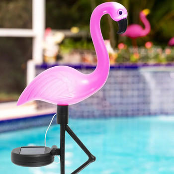 Слънчева водоустойчива лампа за тревни площи с фламинго Външна LED розова лампа за колове с фламинго Пейзажно осветление за градински парк Декор на пътека 2023