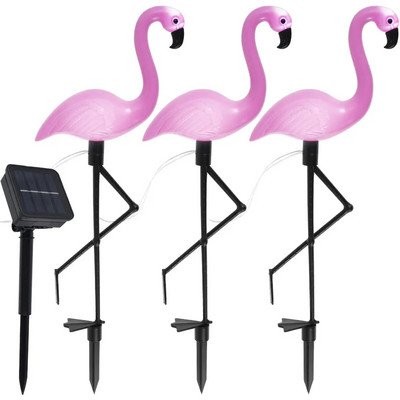 Lumină solară impermeabilă pentru gazon cu flamingo, cu LED-uri pentru exterior, iluminare peisagistică cu flaconuri roz, pentru decorarea căii de grădină, 2023