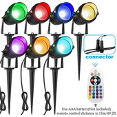 10W RGB LED Λάμπες γκαζόν κήπου 12V Φώτα τοπίου Αδιάβροχο IP65 Ζεστό λευκό μονοπάτι Wall Tree Flag Υπαίθριος Προβολέας τοπίου