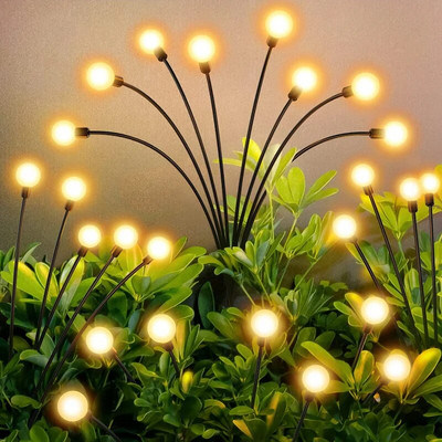 Napenergiával működő szentjánosbogár lámpák rugalmasság Starburst lengő fények kültéri vízálló táj világítás dekoratív ösvény udvar
