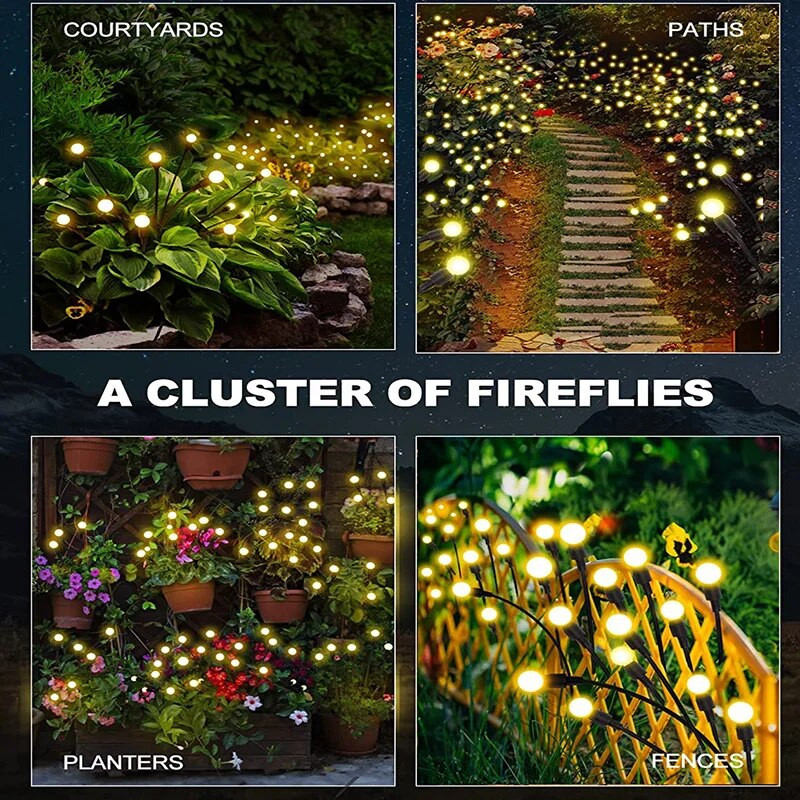 Lumini pentru licurici cu energie solară Flexibilitate Lumini balansoare Starburst Iluminat peisaj impermeabil în aer liber Curtea decorativă a căii