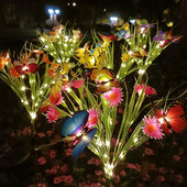 Lampă solară pentru grădină, lumini, flori sălbatice, fluture, trandafir, azalee, lampă cu priză de pământ, impermeabilă, decorare de vacanță pentru curte