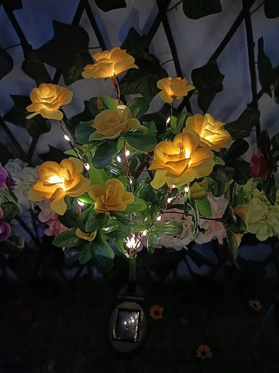 Lampă solară pentru grădină, lumini, flori sălbatice, fluture, trandafir, azalee, lampă cu priză de pământ, impermeabilă, decorare de vacanță pentru curte