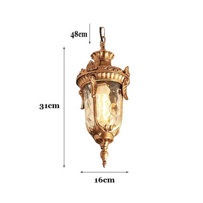 Candelabre din sticlă vintage Ball Lampă suspendată în aer liber Balcon Struguri Impermeabil Aluminiu Bec E27 Lampă suspendată pentru grădină