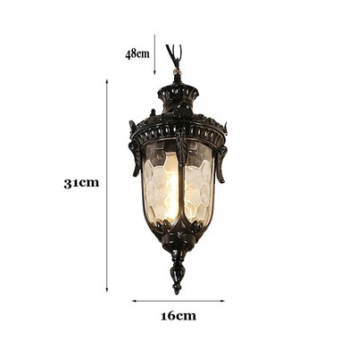 Candelabre din sticlă vintage Ball Lampă suspendată în aer liber Balcon Struguri Impermeabil Aluminiu Bec E27 Lampă suspendată pentru grădină