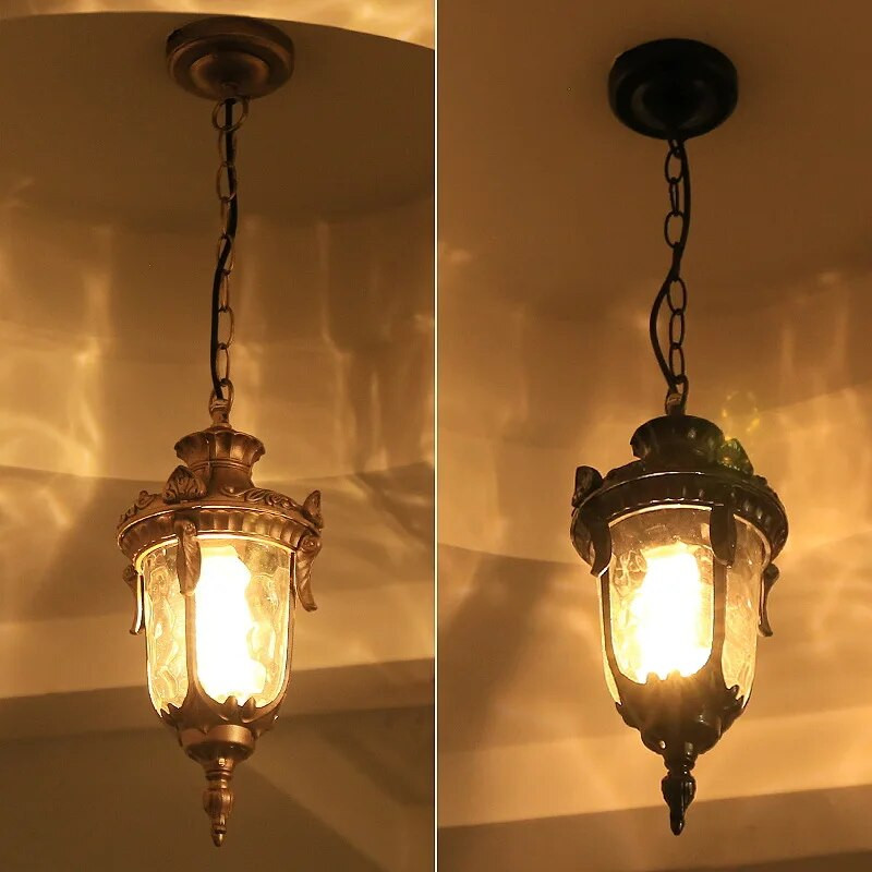 Vintažinio stiklo sietynai rutulinis lauko pakabinamas šviestuvas Balkono vynuogių vandeniui atsparus aliuminis E27 lemputė sodo pakabinama lempa palėpėje