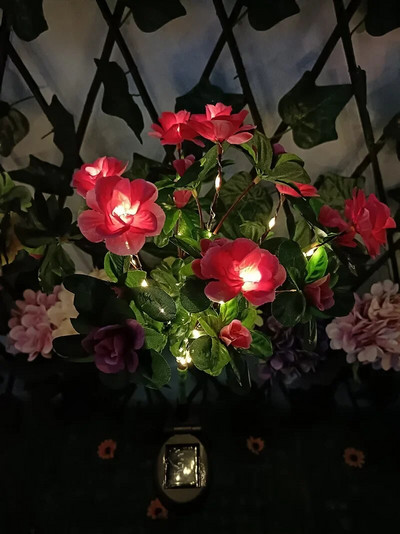 Lampă cu LED-uri solare cu flori de azalee Lampă de grădină pentru casă Lumină decorativă Peisaj Orhidee Lampă cu trandafiri Curtea Calea gazonului Lumini de nuntă de vacanță