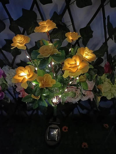 Lampă cu LED-uri solare cu flori de azalee Lampă de grădină pentru casă Lumină decorativă Peisaj Orhidee Lampă cu trandafiri Curtea Calea gazonului Lumini de nuntă de vacanță