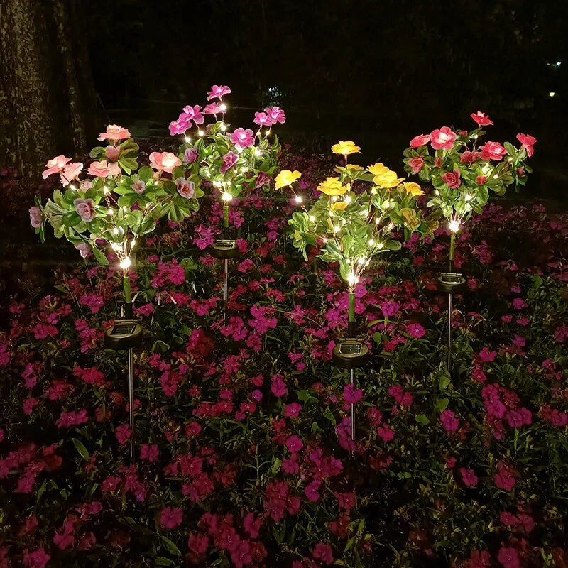 LED Solar Azalea Flowers Φωτιστικό κήπου Διακοσμητικό Φως Τοπίο Ορχιδέα Φωτιστικό Τριαντάφυλλο Αυλή μονοπάτι γκαζόν Φωτιστικά γάμου διακοπών