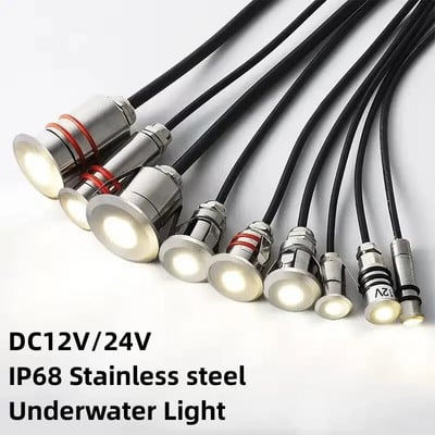 1W Mini LED IP68 vízálló rozsdamentes acél medence víz alatti lámpa DC12V 24V lépcsőút Kerti fedélzet spotlámpa földalatti lámpa