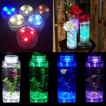Захранвана с батерии RGB потопяема LED светлина IP68 Водоустойчива подводна LED светлина Нощна лампа за аквариум езеро Светлина за сватбено парти