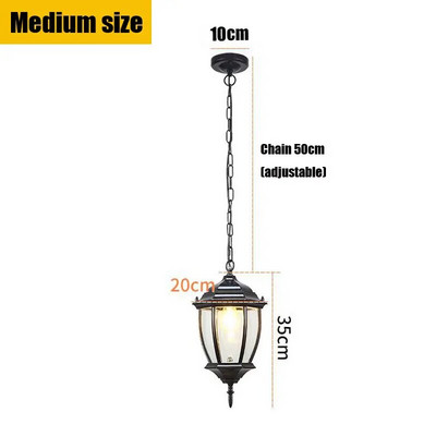 Grădină retro europeană Candelabru rezistent la apă pentru culoar/coridor/balcon Candelabru pentru curte Foișor/Raft pentru viță de vie Lumină suspendată