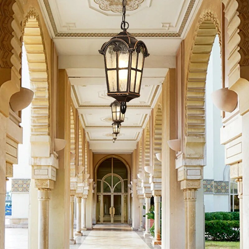 Ευρωπαϊκός αδιάβροχος πολυέλαιος διακοσμητικά φωτιστικά εξωτερικού χώρου Μπαλκονιού Κρεμαστό κρεμαστό αμπελώνα Φωτιστικό βίλας