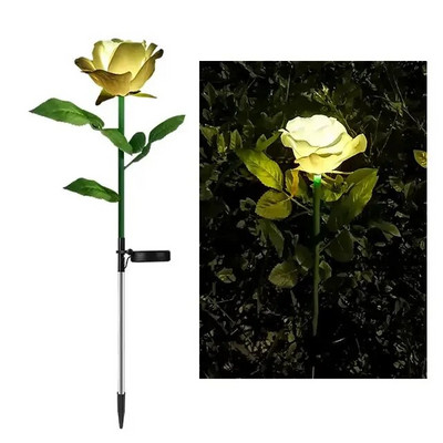Lumini solare cu 7 capete de crin, în aer liber, impermeabilă, curte, grădină, decorațiuni de Crăciun, cu LED, lumini artificiale cu flori de trandafir