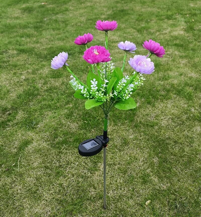 Lumini solare cu 7 capete de crin, în aer liber, impermeabilă, curte, grădină, decorațiuni de Crăciun, cu LED, lumini artificiale cu flori de trandafir