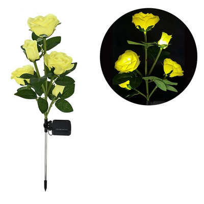 Lumini solare cu 5 capete Lumini solare decorative de exterior pentru gradina, cu flori de trandafir, pentru decorarea gradinii de curte