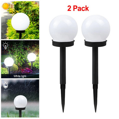 2/4/8gab/partija LED ar saules enerģiju darbināms dārza apgaismojums vasaras kempingam, ūdensnecaurlaidīgs zemes spraudnis, sfēriskā spuldze, zāliena gaismas ainavas lampa