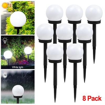 2/4/8gab/partija LED ar saules enerģiju darbināms dārza apgaismojums vasaras kempingam, ūdensnecaurlaidīgs zemes spraudnis, sfēriskā spuldze, zāliena gaismas ainavas lampa