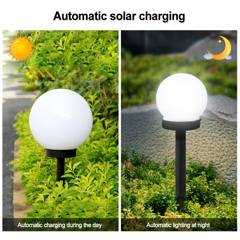 2/4/8gab/partija LED ar saules enerģiju darbināms dārza apgaismojums vasaras kempingam, ūdensnecaurlaidīgs zemes spraudnis, sfēriskā spuldze, zāliena gaismas ainavas lampa