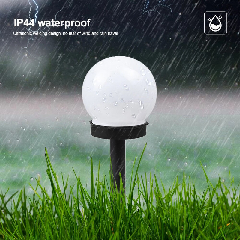 2/4/8gab/partija LED ar saules enerģiju darbināms dārza apgaismojums vasaras kempingam, ūdensnecaurlaidīgs zemes spraudnis, sfēriskā spuldze, zāliena gaismas ainavas lampa