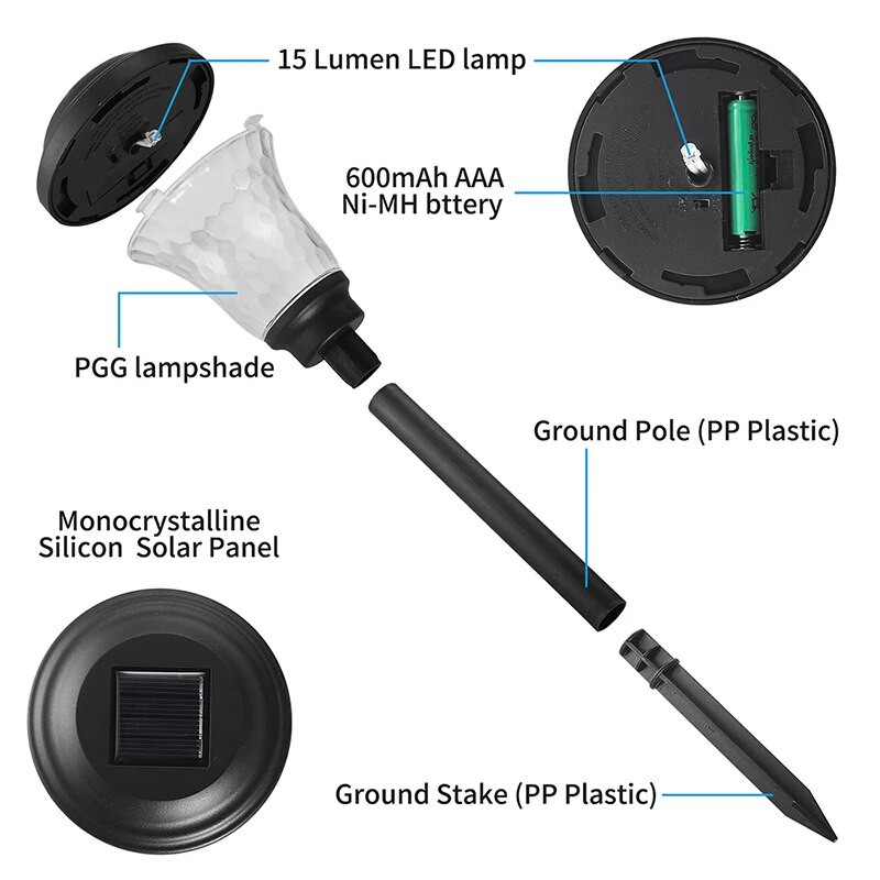 Ηλιακά φώτα εξωτερικού χώρου Νέοι λαμπτήρες κήπου με τροφοδοσία αδιάβροχο μονοπάτι τοπίου για αυλή πίσω αυλή Αίθριο με γκαζόν Διακοσμητικός φωτισμός LED