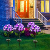 Lumină solară cu LED, hortensie artificială, flori de simulare, în aer liber, impermeabilă, grădină, peluză, trandafiri, artă pentru curte, pentru decorarea casei