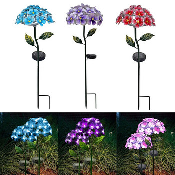 Ηλιακό φως LED Τεχνητή Ορτανσία Προσομοίωση Λουλούδι Εξωτερική Αδιάβροχη Κήπος Λαμπτήρες τριαντάφυλλου γκαζόν Τέχνη για διακόσμηση σπιτιού