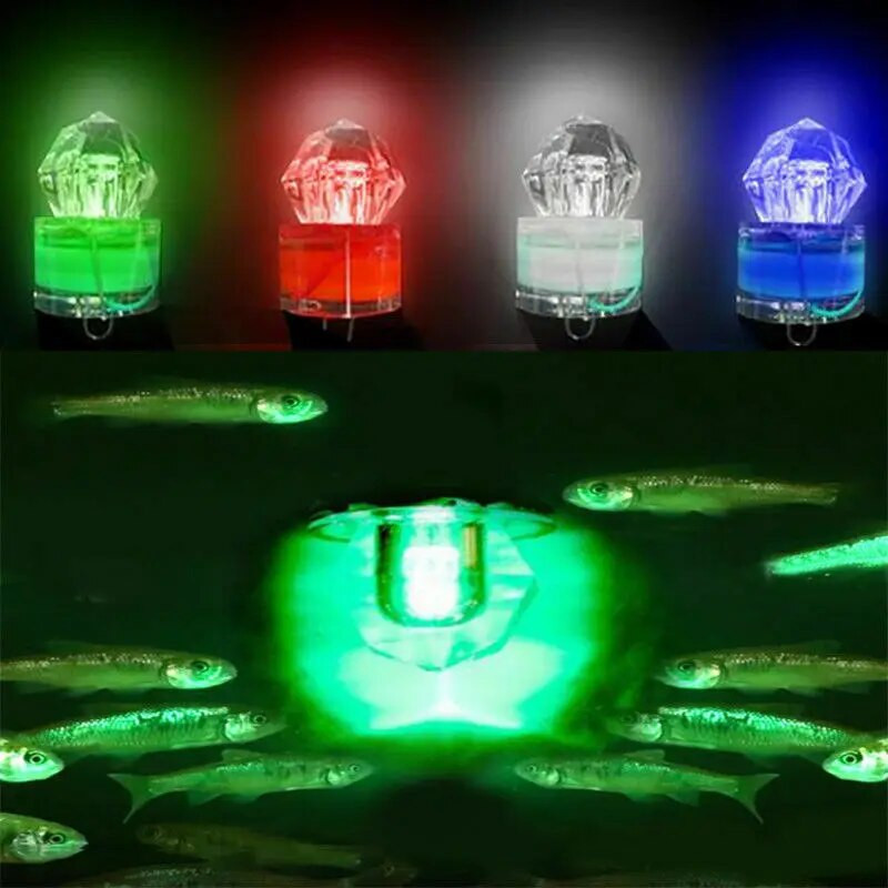 Πολύχρωμο Mini Fishing Lure Light LED Deep Drop Underwater Diamond Fishing Squid Fishing Bait Φωτεινό δόλωμα για προσέλκυση ψαριών