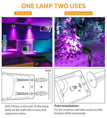 Αδιάβροχα IP66 UV Outdoor Black Light Landscape Lights 12W ，Για Blacklight Party, Halloween, Fluorescent Poster, Body Paint