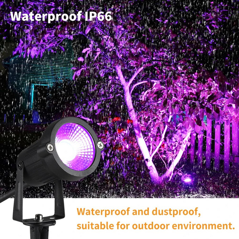 Ūdensizturīgs IP66 āra UV melnas gaismas ainavas apgaismojums 12 W ，Blacklight ballītei, Helovīnam, dienasgaismas plakātam, ķermeņa krāsai