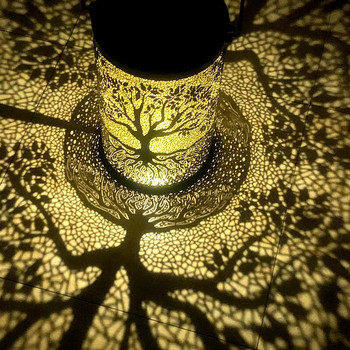 Светлина със слънчева енергия за градинска ютия Кухи дървета Прожекционна лампа Двор На открито Водоустойчиво Декоративно Пейзажно осветление