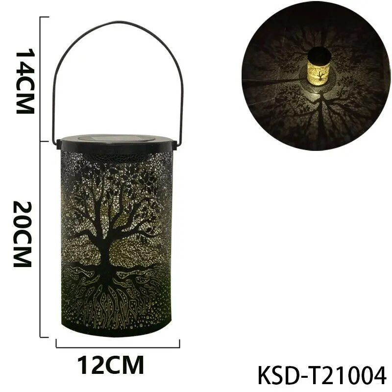 Päikeseenergia valgustus aia jaoks mõeldud rauast õõnespuudele projektsioonlamp sisehoovis õues veekindel kaunista maastikuvalgustit