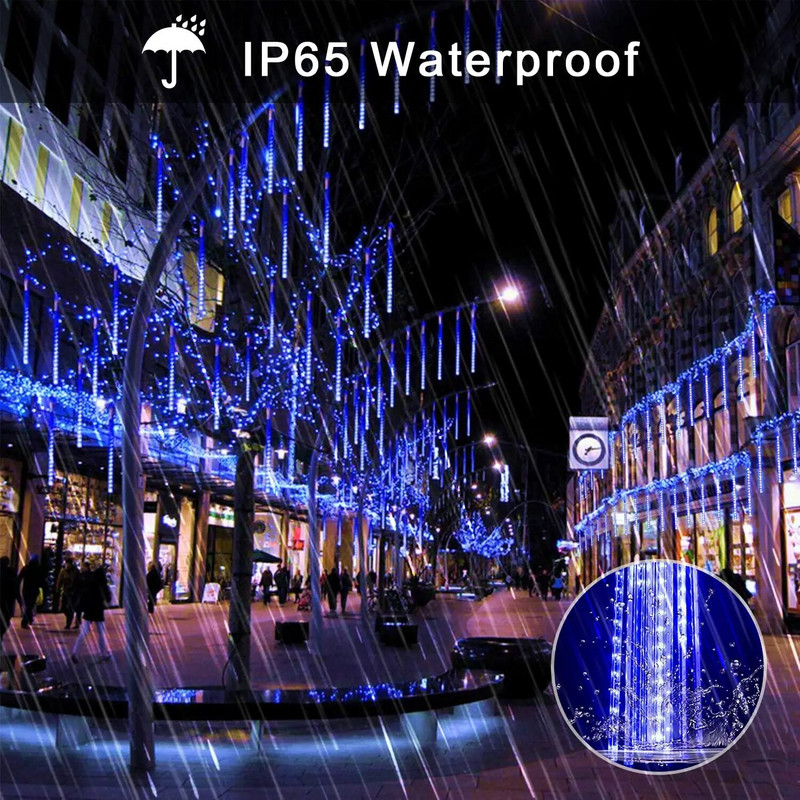 8 gab. 30cm meteoru dušas lietus gaismas āra gaismas virtenes kaskādes krītoša lietus āra gaisma Ziemassvētku eglītes dekorēšanai