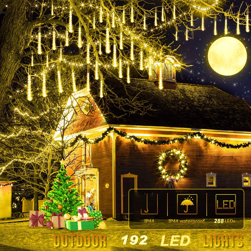 8 gab. 30cm meteoru dušas lietus gaismas āra gaismas virtenes kaskādes krītoša lietus āra gaisma Ziemassvētku eglītes dekorēšanai