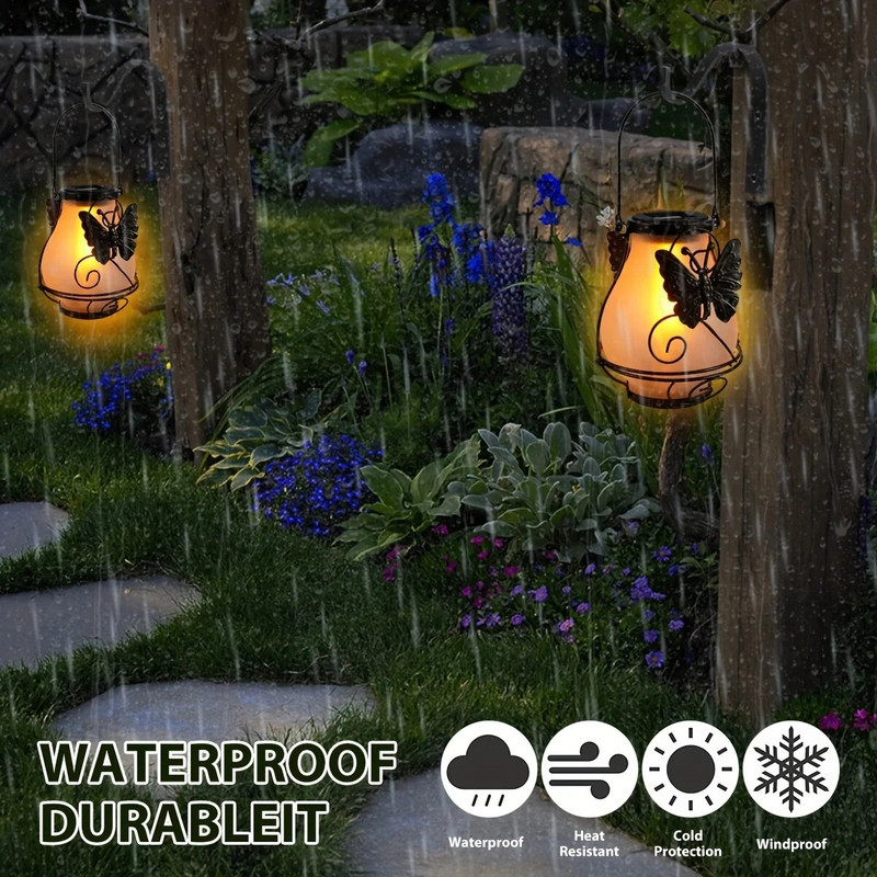Plameno svjetlo na solarno napajanje vilin konjic Vanjska viseća svjetiljka kolibrić Metalna statua životinje LED vodootporna svjetiljka leptir