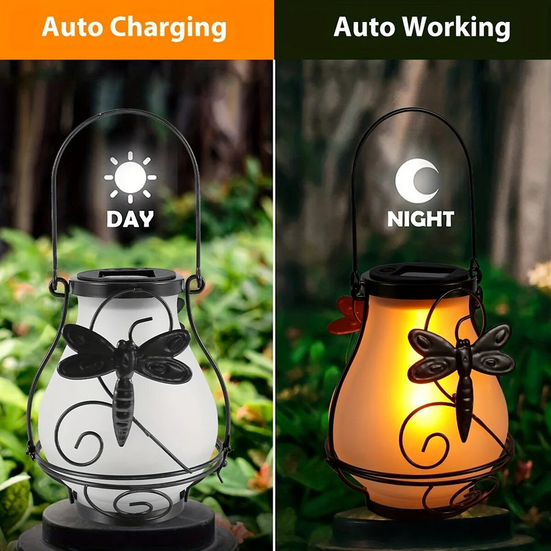 Plameno svjetlo na solarno napajanje vilin konjic Vanjska viseća svjetiljka kolibrić Metalna statua životinje LED vodootporna svjetiljka leptir